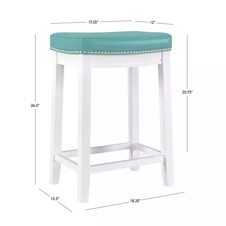 Kirklands Home Teal Faux Leather Claridge Counter Stool Blue Outlet