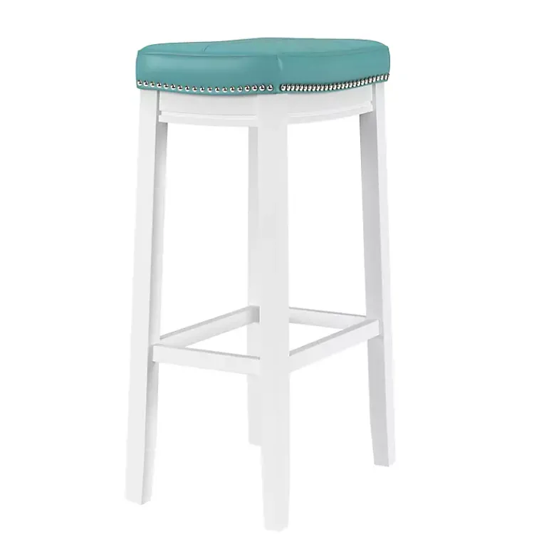 Kirklands Home Teal Faux Leather Claridge Bar Stool Blue Online