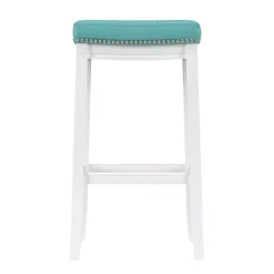 Kirklands Home Teal Faux Leather Claridge Bar Stool Blue Online