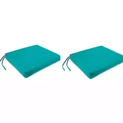 Kirklands Home Teal French Edge Outdoor Chair Cushions, Set of 2 Blue Clearance
