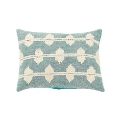 Pillows>Kirklands Home Teal Heathered Embroidered Diamond Throw Pillow