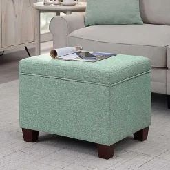 Kirklands Home Teal Madison Storage Ottoman Blue Clearance