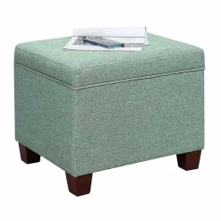 Kirklands Home Teal Madison Storage Ottoman Blue Clearance