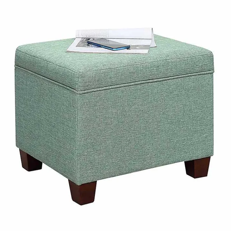 Kirklands Home Teal Madison Storage Ottoman Blue Clearance