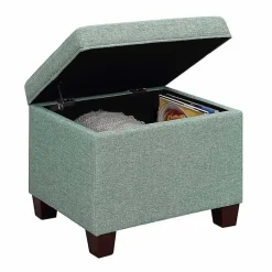 Kirklands Home Teal Madison Storage Ottoman Blue Clearance