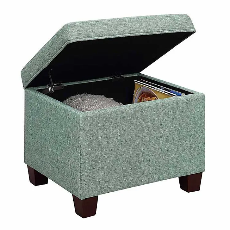 Kirklands Home Teal Madison Storage Ottoman Blue Clearance