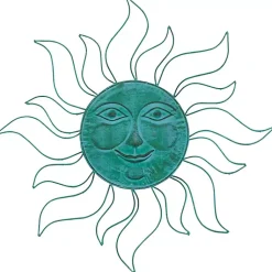 Kirklands Home Teal Metal Sun Face Wall Plaque Blue