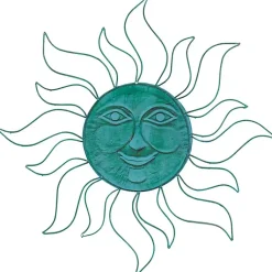 Kirklands Home Teal Metal Sun Face Wall Plaque Blue