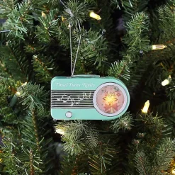 Christmas Ornaments>Kirklands Home Teal Mini Radio LED Christmas Ornament Blue