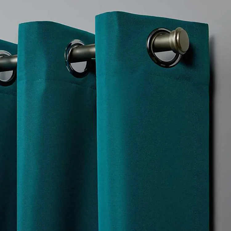 Kirklands Home Teal Nicole Outdoor Curtain Panel Set, 108 in. Blue Discount
