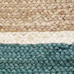 Baskets & Boxes>Kirklands Home Teal Off White Woven Basket with Tassel, 17 in.