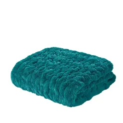 Blankets & Throws>Kirklands Home Teal Ruched Faux Fur Throw Blue