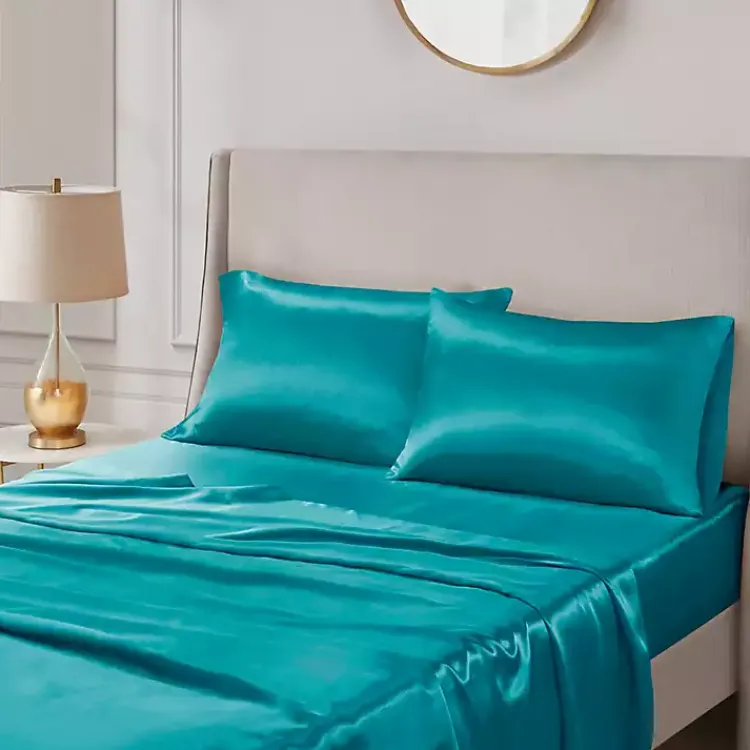 Kirklands Home Teal Satin Standard 2-pc. Pillow Case Set Blue Outlet