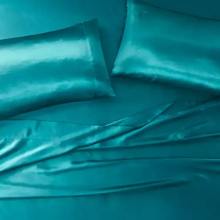 Kirklands Home Teal Satin Standard 2-pc. Pillow Case Set Blue Outlet