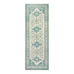 Kirklands Home Teal Seraz Washable Runner, 2x7