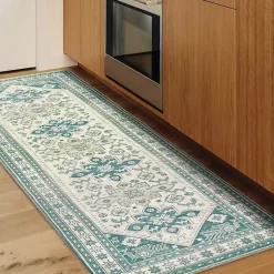 Kirklands Home Teal Seraz Washable Runner, 2x7