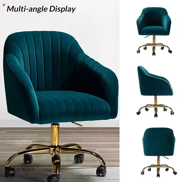 Kirklands Home Teal Velvet Swivel Jacyln Office Chair Blue Clearance