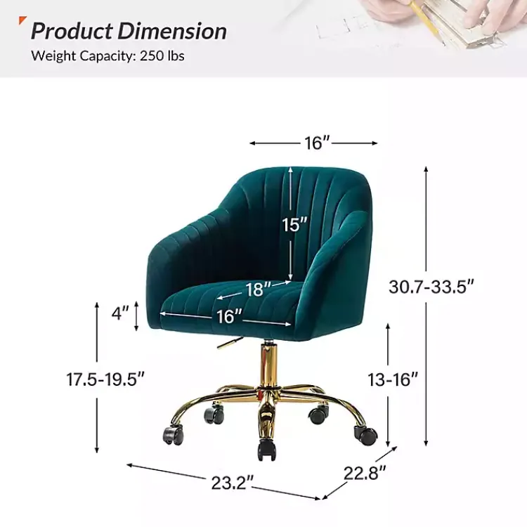 Kirklands Home Teal Velvet Swivel Jacyln Office Chair Blue Clearance