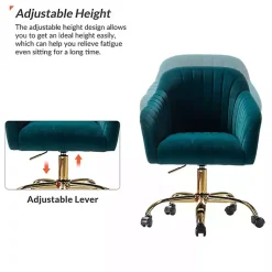 Kirklands Home Teal Velvet Swivel Jacyln Office Chair Blue Clearance