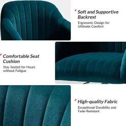 Kirklands Home Teal Velvet Swivel Jacyln Office Chair Blue Clearance