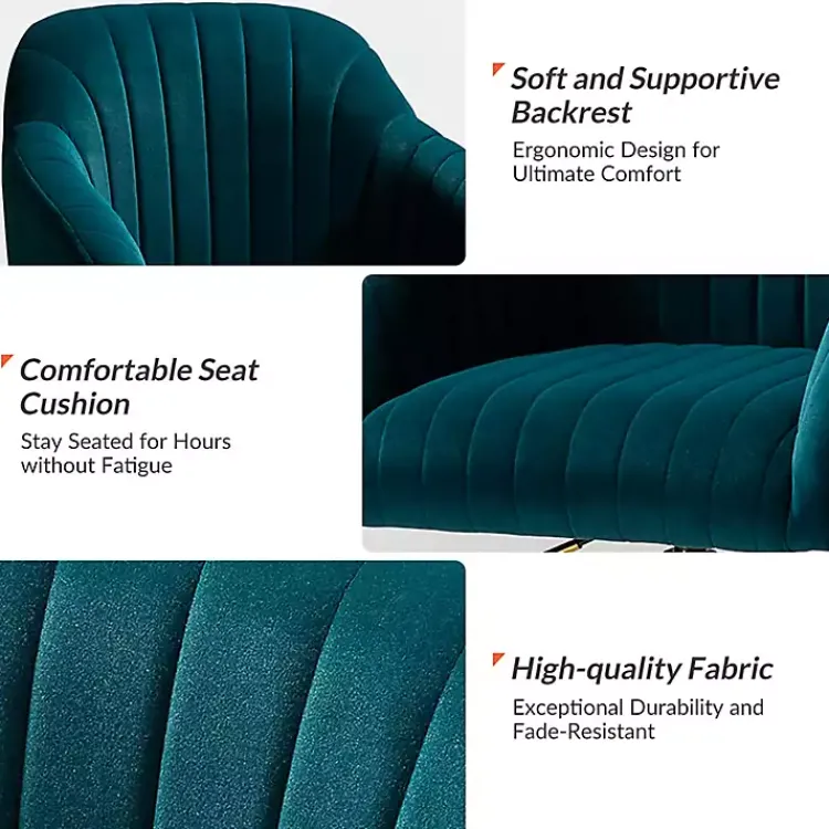 Kirklands Home Teal Velvet Swivel Jacyln Office Chair Blue Clearance