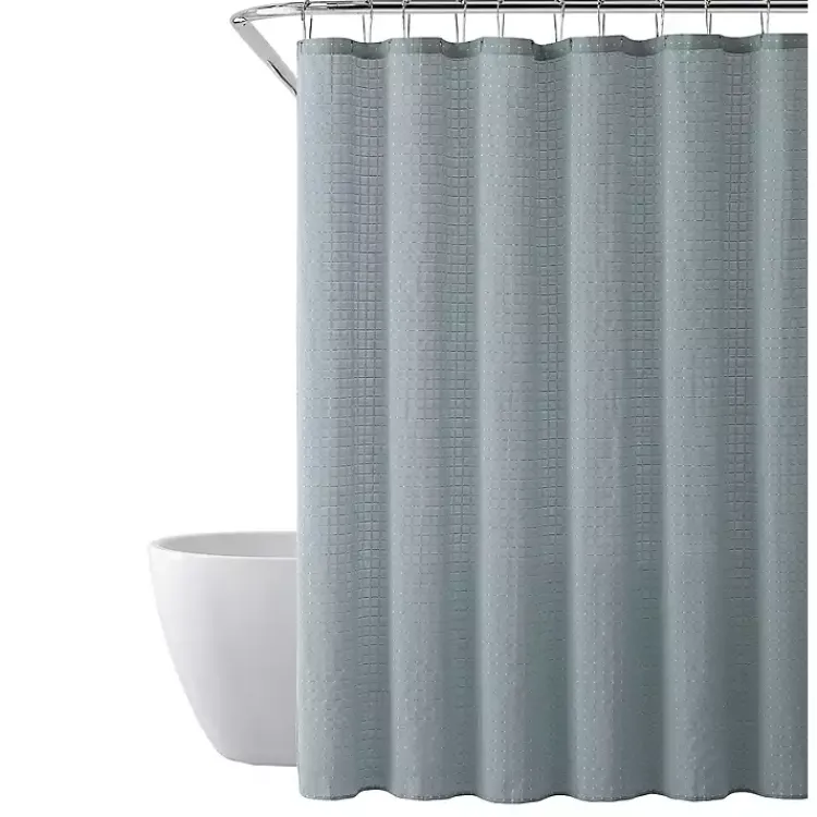 Kirklands Home Teal Waffle Cotton Blend Shower Curtain Blue