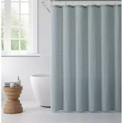 Kirklands Home Teal Waffle Cotton Blend Shower Curtain Blue
