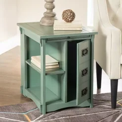 Kirklands Home Teal Wood Parnell Storage Accent Table Discount