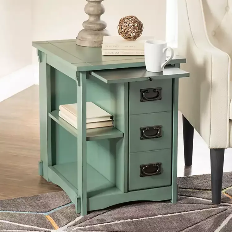 Kirklands Home Teal Wood Parnell Storage Accent Table Discount