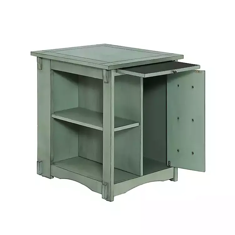 Kirklands Home Teal Wood Parnell Storage Accent Table Discount