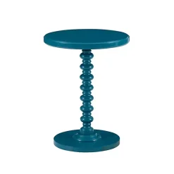 Kirklands Home Teal Wood Spindle Side Table Blue New