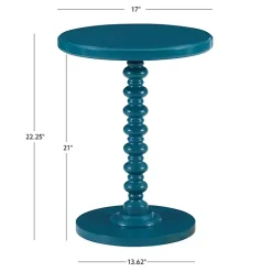 Kirklands Home Teal Wood Spindle Side Table Blue New