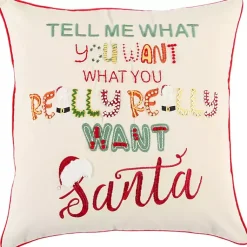 Christmas Pillows>Kirklands Home Tell Me What You Want Santa Christmas Pillow