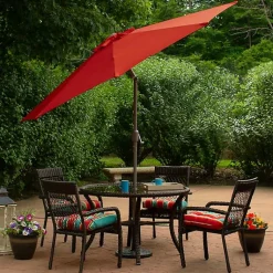 Kirklands Home Terracotta 8 ft. Hand Crank Tilt Umbrella Red New