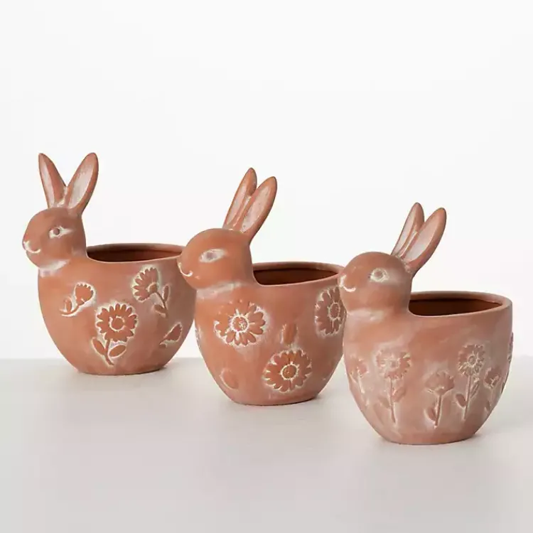Easter Decorations>Kirklands Home Terracotta Bunny Planters, Set of 3 Orange
