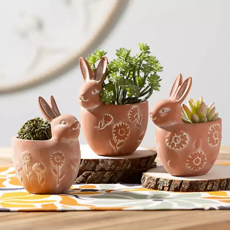 Easter Decorations>Kirklands Home Terracotta Bunny Planters, Set of 3 Orange