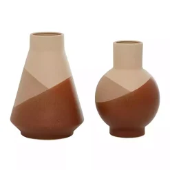 Vases>Kirklands Home Terracotta Modern Ceramic Vases, Set of 2