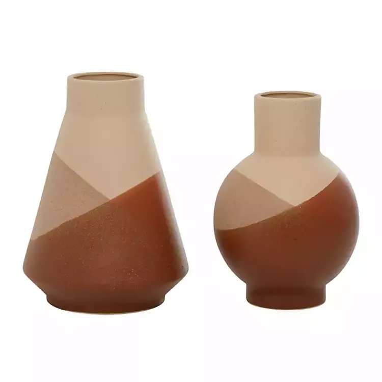 Vases>Kirklands Home Terracotta Modern Ceramic Vases, Set of 2