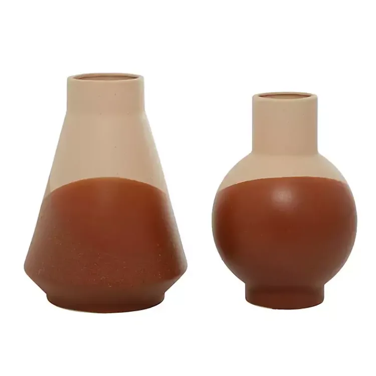 Vases>Kirklands Home Terracotta Modern Ceramic Vases, Set of 2