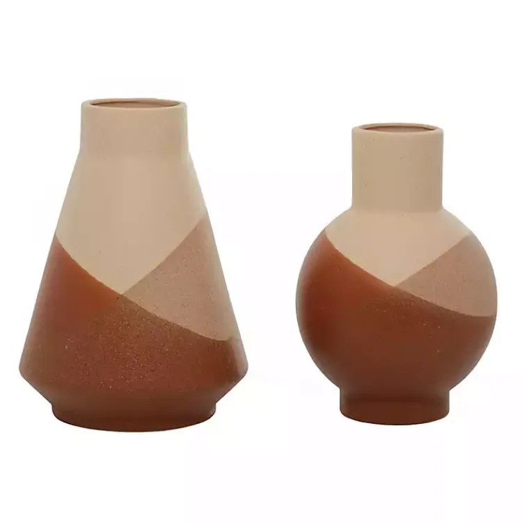 Vases>Kirklands Home Terracotta Modern Ceramic Vases, Set of 2