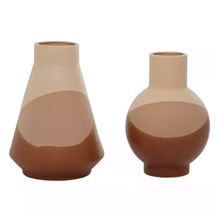 Vases>Kirklands Home Terracotta Modern Ceramic Vases, Set of 2