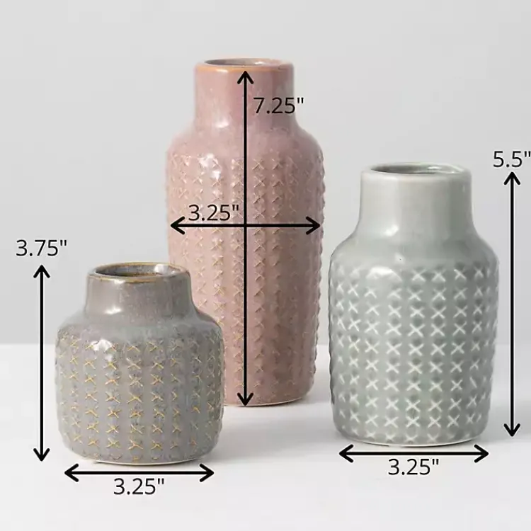 Vases>Kirklands Home Textured Ceramic Vases, Set of 3