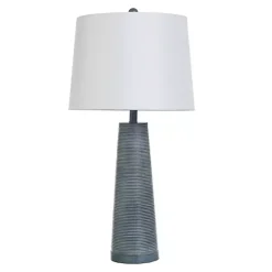 Kirklands Home Textured Denim Blue Tapered Table Lamp White Discount