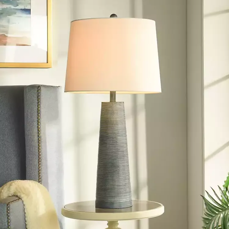Kirklands Home Textured Denim Blue Tapered Table Lamp White Discount