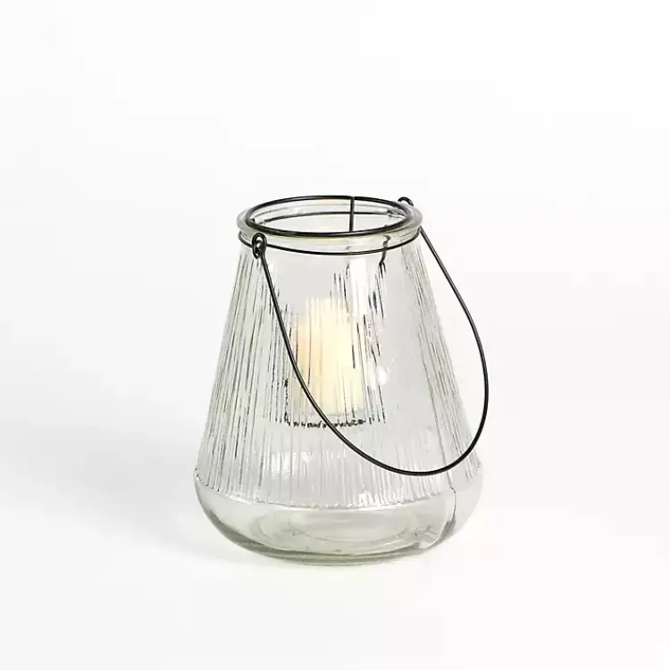 Lanterns>Kirklands Home Textured Glass Lantern with Metal Insert, 8 in.
