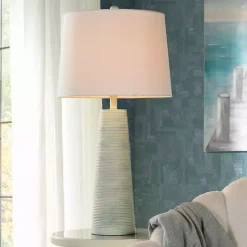 Kirklands Home Textured Light Blue Tapered Table Lamp White Online