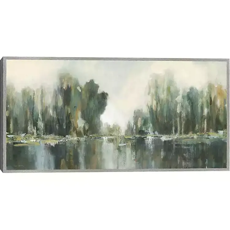 Kirklands Home Textured Treeline Framed Canvas Art Print Green Clearance