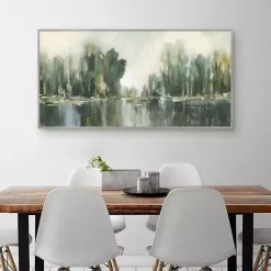 Kirklands Home Textured Treeline Framed Canvas Art Print Green Clearance