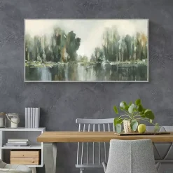 Kirklands Home Textured Treeline Framed Canvas Art Print Green Clearance