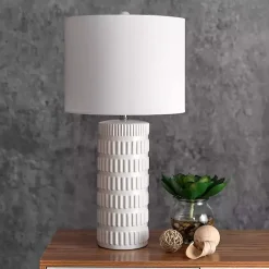 Kirklands Home Textured Ceramic Table Lamp White New